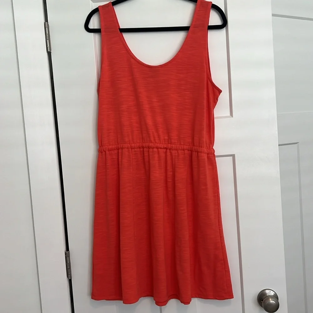 a•n•d e a w y dress. L. Orange. ptp 21”. Top to waist 18”. Total length 38” - Picture 3 of 6